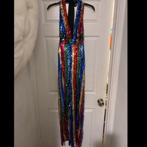 Striped Colorful Backless Jumpsuit